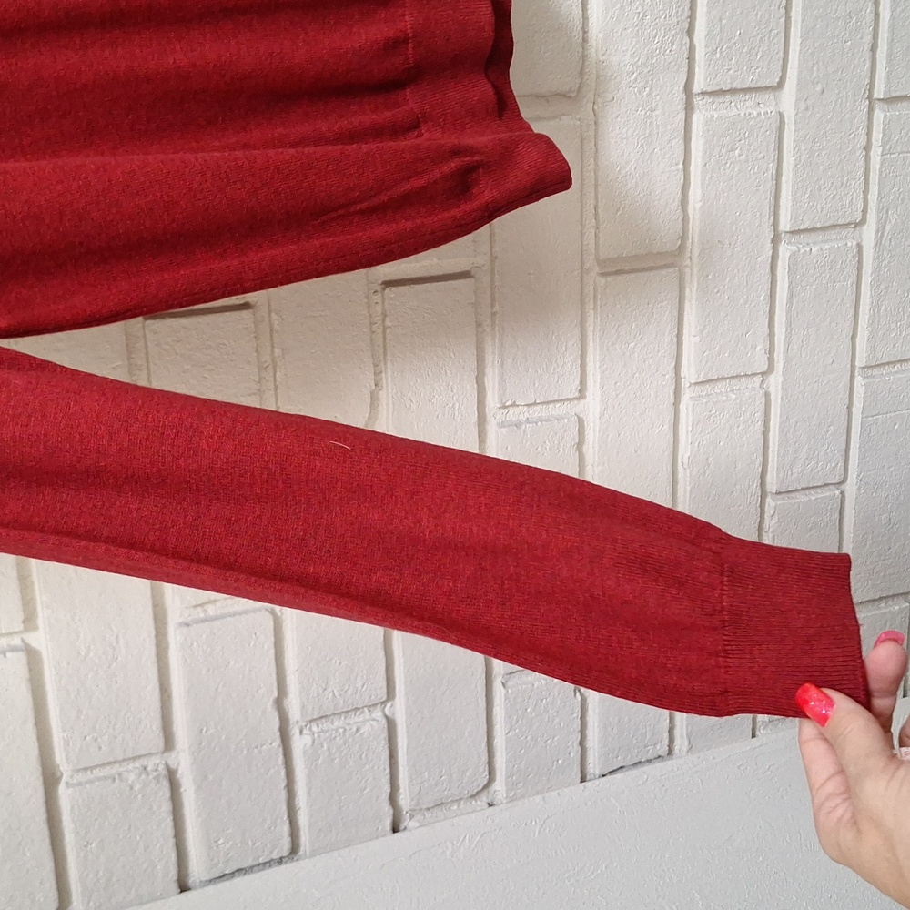 Paul Fredrick Cashmere/Silk Blend Red/Black Heathered Mockneck Sweater. Sz Med. - Picture 4 of 9